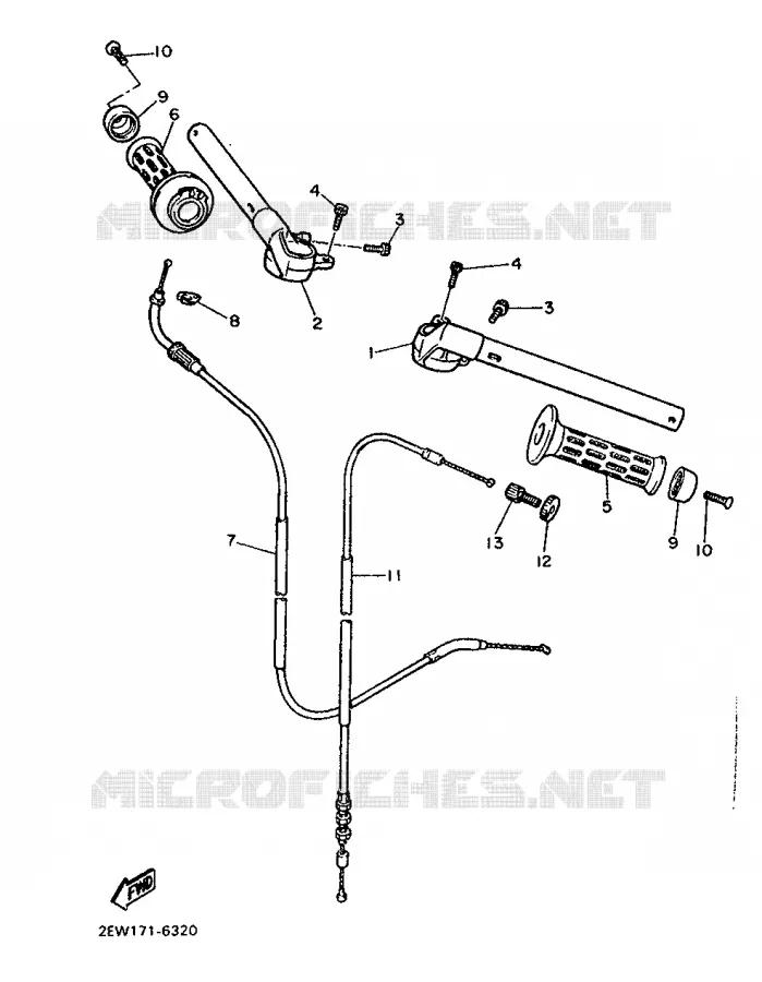 GUIDON ET CABLES Yamaha MOTO 600 1988 FZ  FZ600