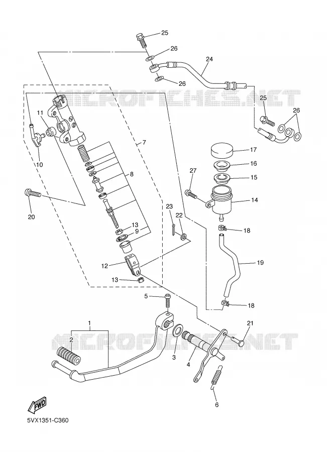 MAITRE CYLINDRE DE FREIN ARRIERE Yamaha MOTO 600 2004 FZ6  FZ6-N