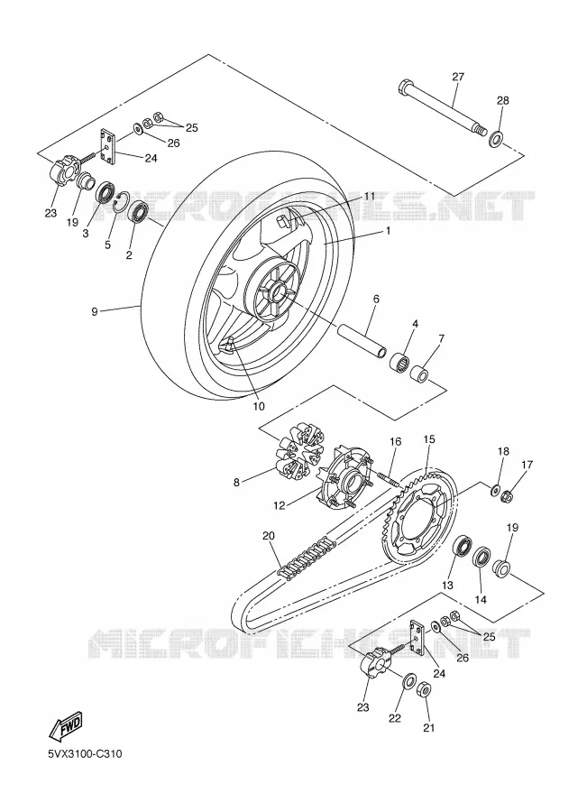 ROUE ARRIERE Yamaha MOTO 600 2005 FZ6  FZ6-N