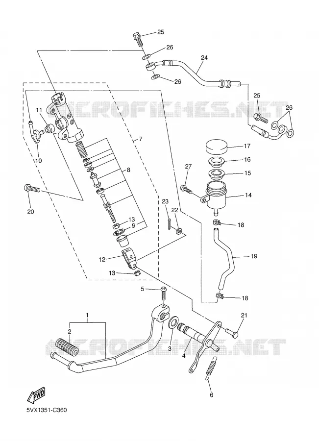 MAITRE CYLINDRE DE FREIN ARRIERE Yamaha MOTO 600 2006 FZ6  FZ6-N