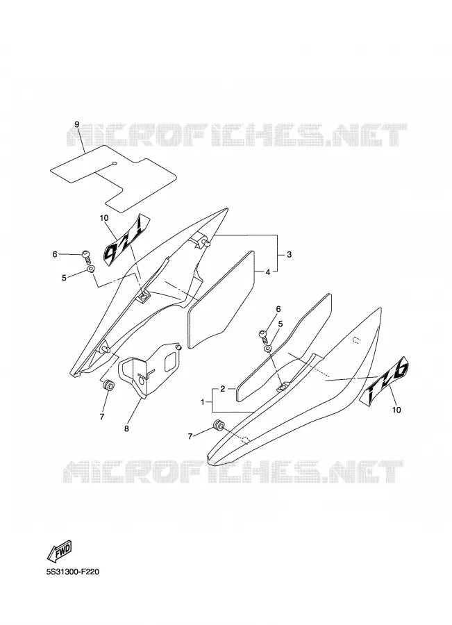 COUVERCLE LATERAL Yamaha MOTO 600 2007 FZ6 ABS  FZ6-NA