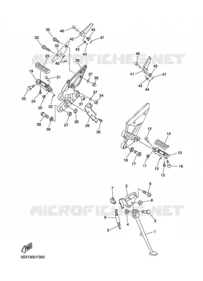BEQUILLE / REPOSE PIEDS Yamaha MOTO 600 2007 FZ6 ABS  FZ6-NA