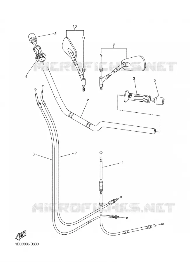 GUIDON ET CABLES Yamaha MOTO 600 2008 FZ6 S2 ABS  FZ6-NAHG