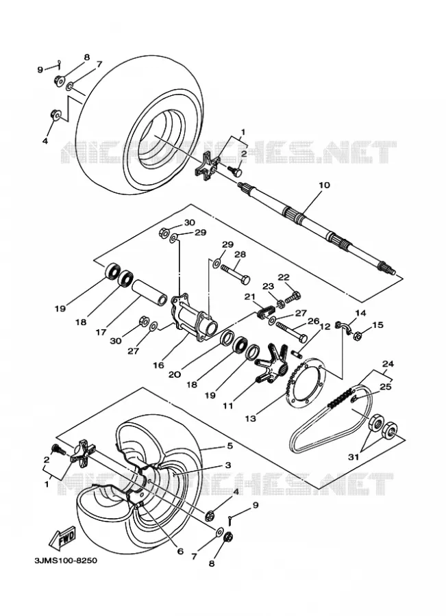 ROUE ARRIERE Yamaha QUAD 200 1998 BLASTER  YFS200 BLASTER