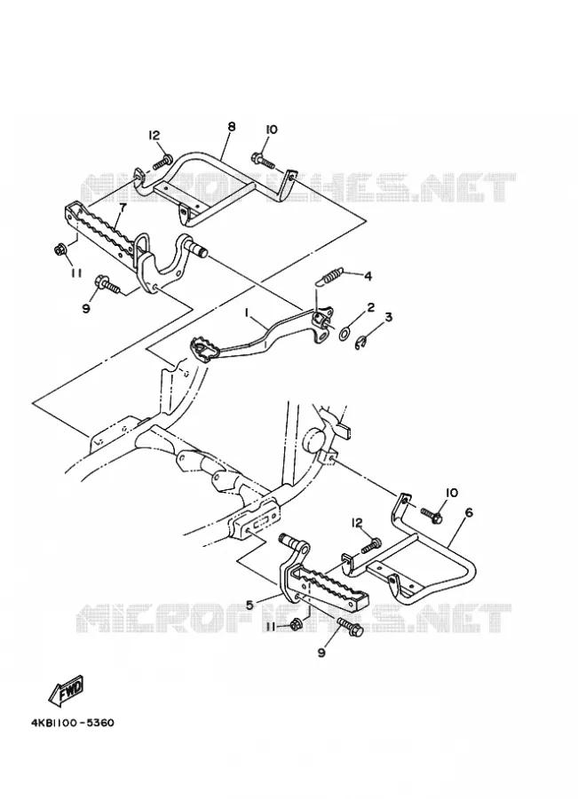 SUPPORT / REPOSE PIEDS Yamaha QUAD 350 1998 WOLVERINE  YFM350FW-X