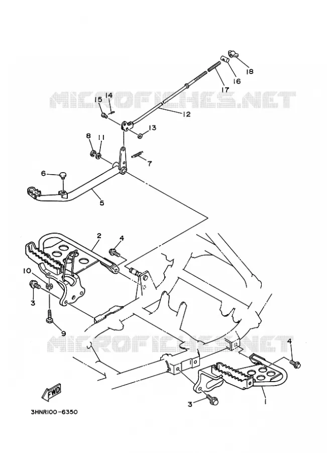 SUPPORT / REPOSE PIEDS Yamaha QUAD 400 1998 YFM  YFM400FW YFM400FWK