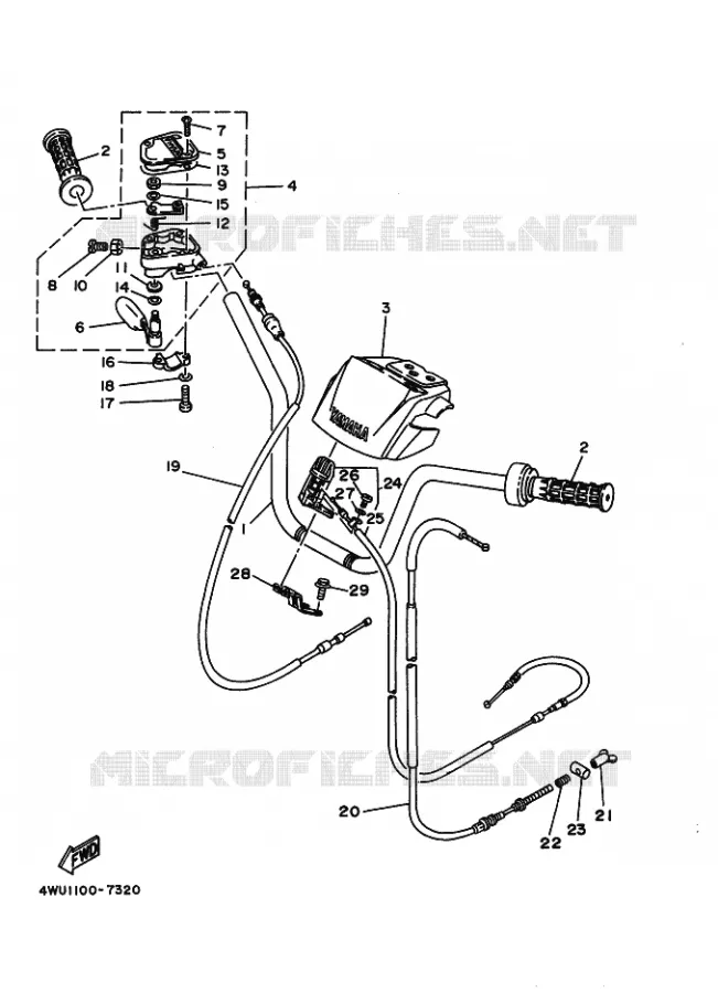 GUIDON ET CABLES Yamaha QUAD 350 1997 YFM  YFM350FWB