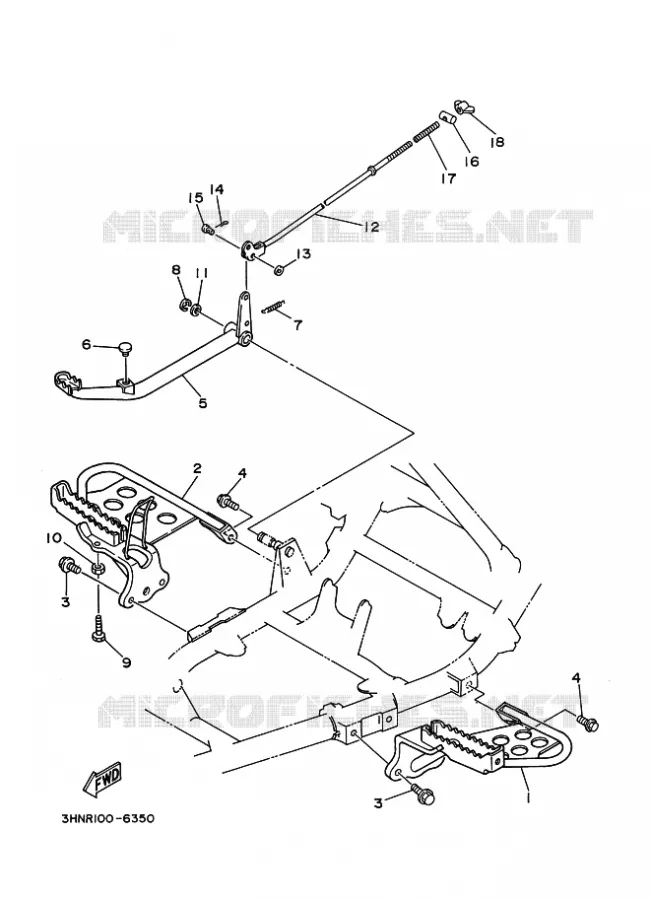 SUPPORT / REPOSE PIEDS Yamaha QUAD 400 1997 YFM  YFM400FW