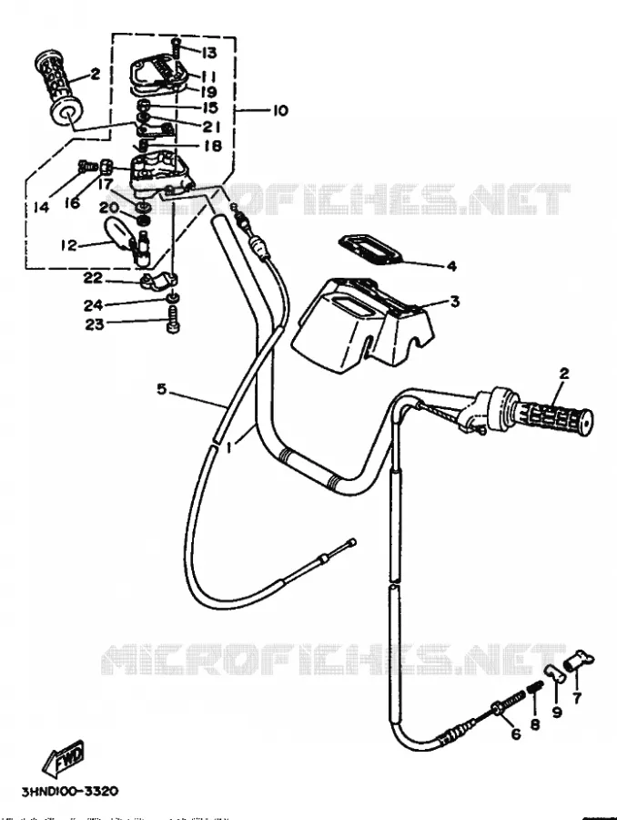 GUIDON ET CABLES Yamaha QUAD 350 1996 BIG BEAR  YFM350FW