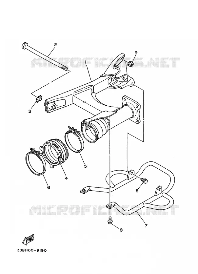 BRAS ARRIERE Yamaha QUAD 80 1996 RAPTOR  YFM80