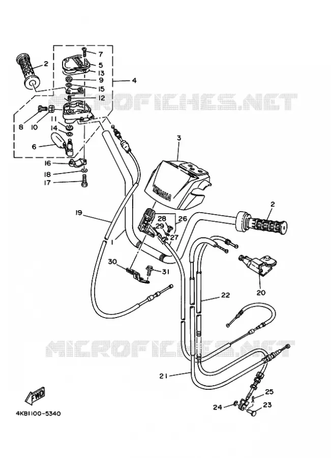 GUIDON ET CABLES Yamaha QUAD 350 1996 WOLVERINE  YFM350FW-X