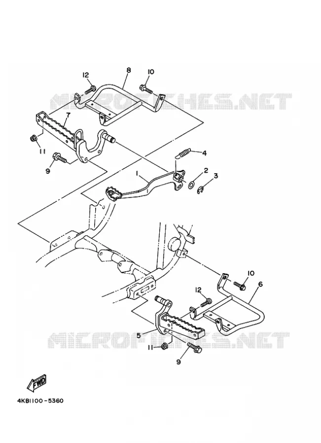 SUPPORT / REPOSE PIEDS Yamaha QUAD 350 1996 WOLVERINE  YFM350FW-X