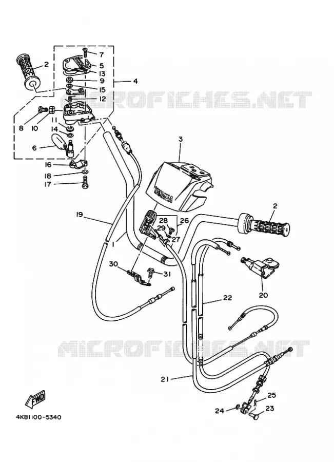 GUIDON ET CABLES Yamaha QUAD 350 1996 WOLVERINE  YFM350FW-X
