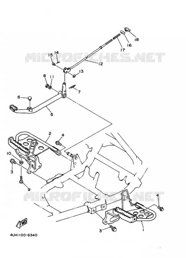 SUPPORT / REPOSE PIEDS Yamaha QUAD 350 1996 YFM  YFM350U