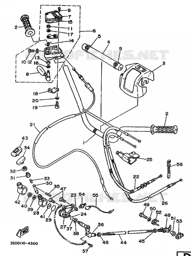 GUIDON ET CABLES Yamaha QUAD 350 1994 WARRIOR  YFM350X WARRIOR