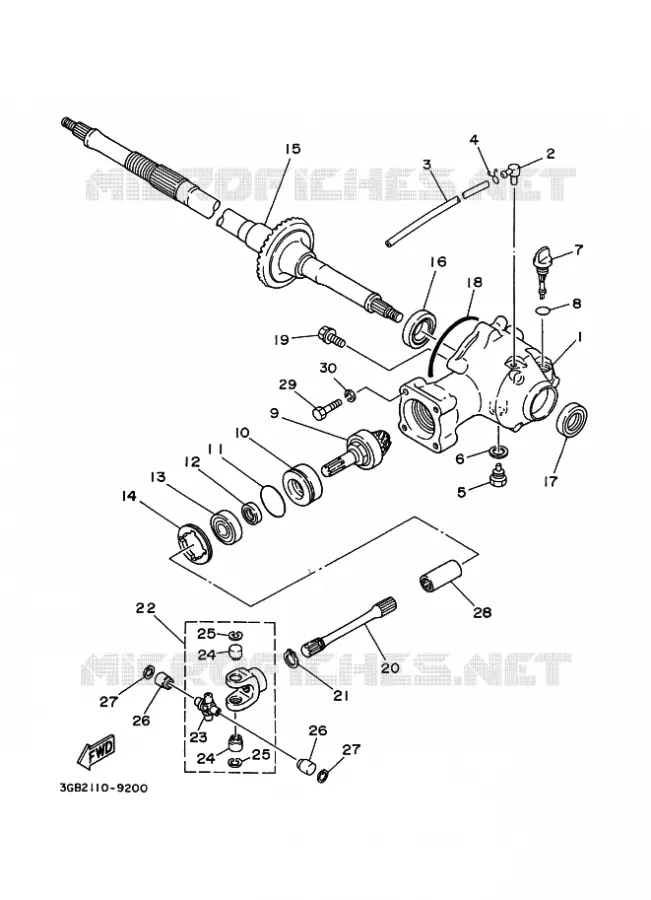 CARDAN / COUPLE CONIQUE Yamaha QUAD 80 1994 RAPTOR  YFM80