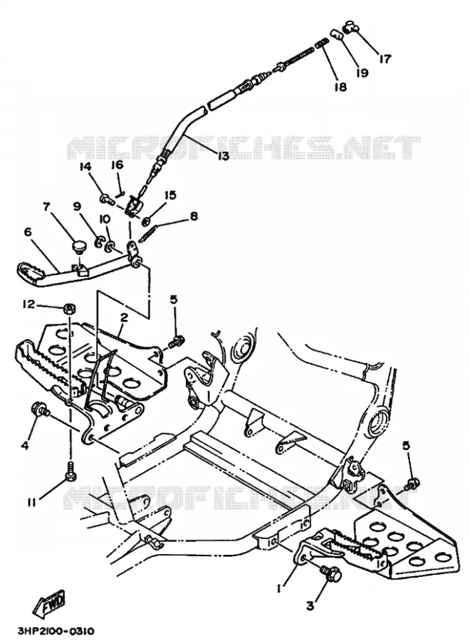 SUPPORT / REPOSE PIEDS Yamaha QUAD 350 1993 RAPTOR  YFM350