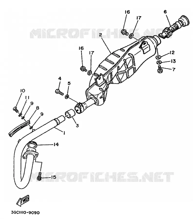 ECHAPPEMENT Yamaha QUAD 200 1989 YFM  YFM200DX MOTO 4 - 200 DX
