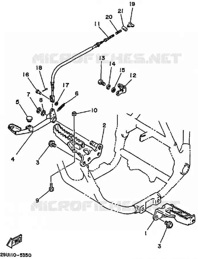 SUPPORT / REPOSE PIEDS Yamaha QUAD 200 1989 YFM  YFM200DX MOTO 4 - 200 DX