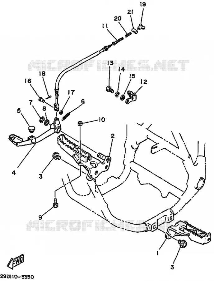 SUPPORT / REPOSE PIEDS Yamaha QUAD 200 1989 YFM  YFM200DX MOTO 4 - 200 DX