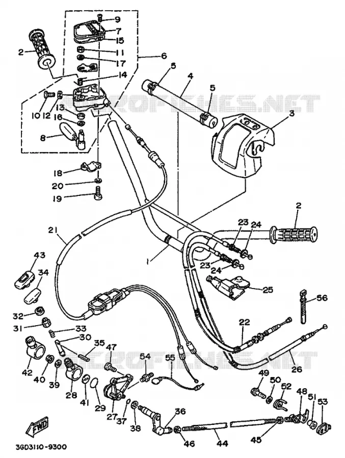 GUIDON ET CABLES Yamaha QUAD 350 1989 WARRIOR  YFM350X