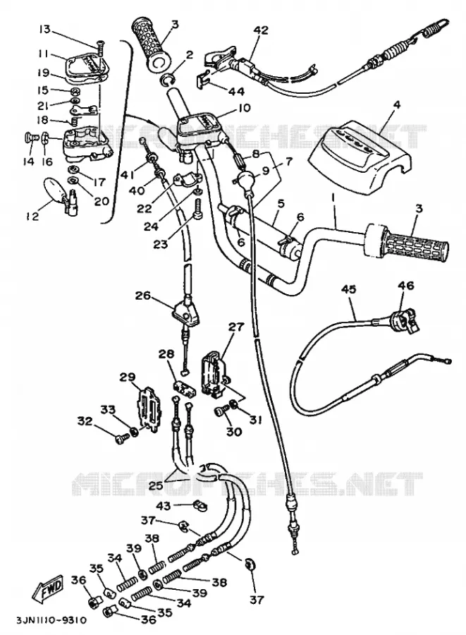 GUIDON ET CABLES Yamaha QUAD 230 1989 Autres modeles  YFU1