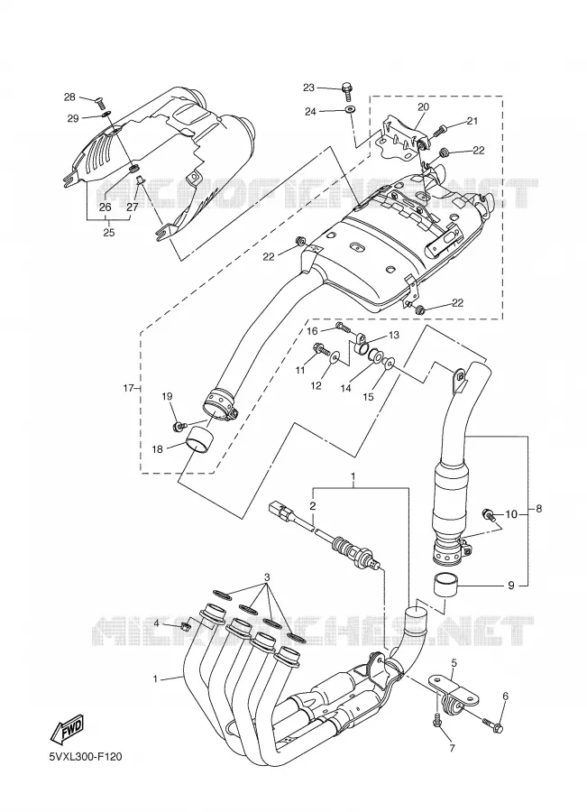 ECHAPPEMENT Yamaha MOTO 600 2008 FZ6 S2  FZ6-NHGX