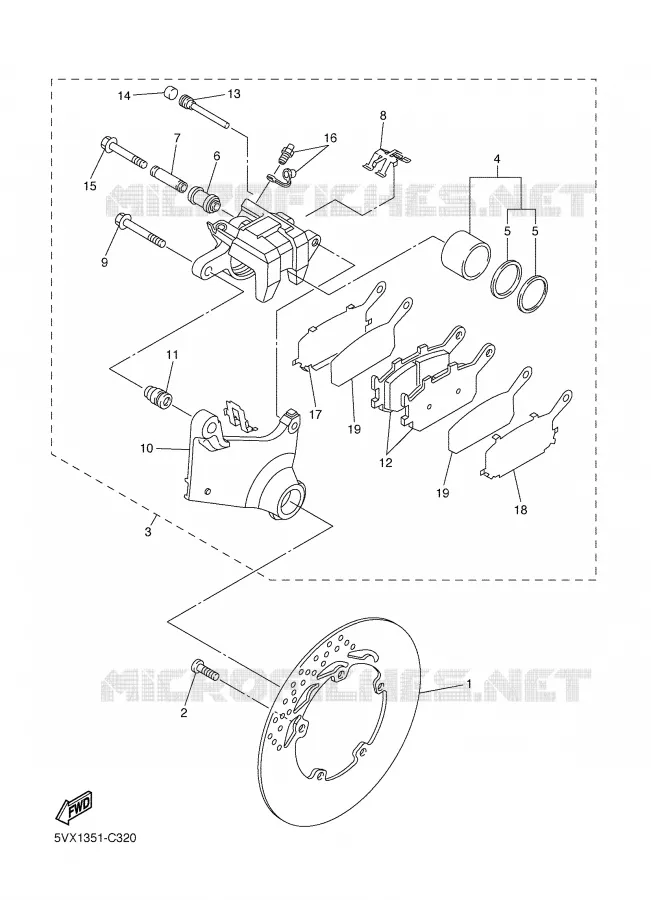 ETRIER DE FREIN ARRIERE Yamaha MOTO 600 2004 FZ6  FZ6-NS