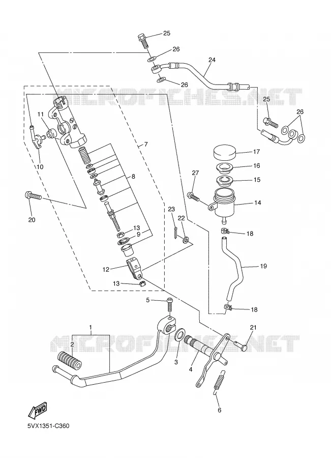 MAITRE CYLINDRE DE FREIN ARRIERE Yamaha MOTO 600 2004 FZ6  FZ6-NS