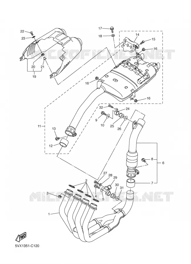 ECHAPPEMENT Yamaha MOTO 600 2005 FAZER  FZ6-S