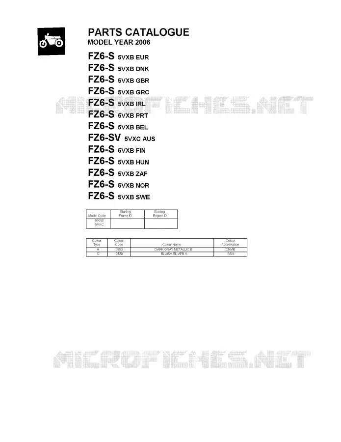 * CATALOG PREFACE * Yamaha MOTO 600 2006 FAZER  FZ6-S