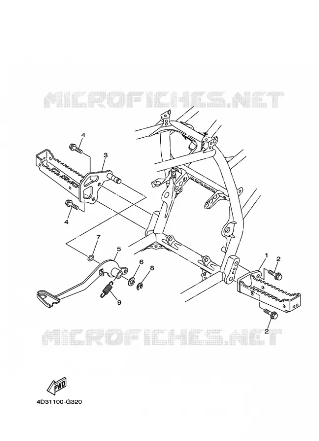 SUPPORT / REPOSE PIEDS Yamaha QUAD 250 2012 RAPTOR  YFM250R