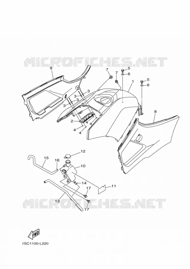 COUVERCLE LATERAL Yamaha QUAD 300 2012 GRIZZLY  YFM300