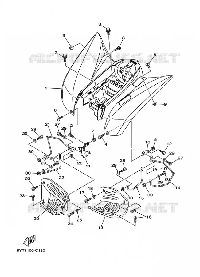 GARDE BOUE ARRIERE Yamaha QUAD 350 2008 RAPTOR  YFM350 YFM35RX RAPTOR 350