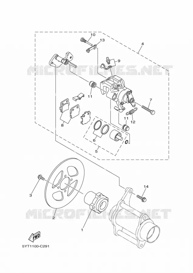ETRIER DE FREIN ARRIERE Yamaha QUAD 350 2008 RAPTOR  YFM350 YFM35RX RAPTOR 350