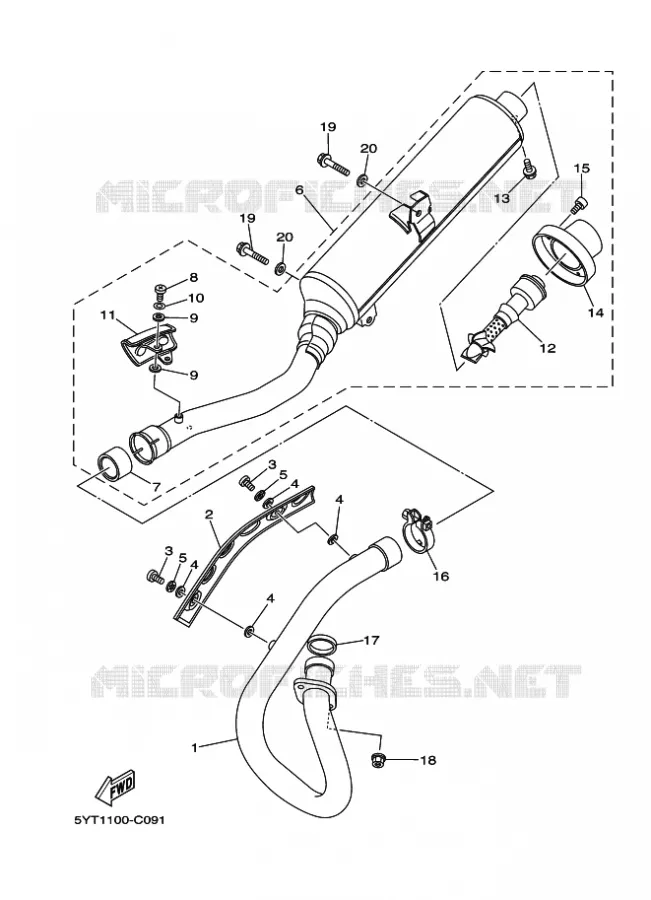 ECHAPPEMENT Yamaha QUAD 350 2009 RAPTOR  YFM350 YFM350R
