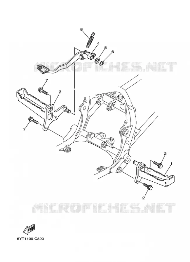SUPPORT / REPOSE PIEDS Yamaha QUAD 350 2009 RAPTOR  YFM350 YFM350R