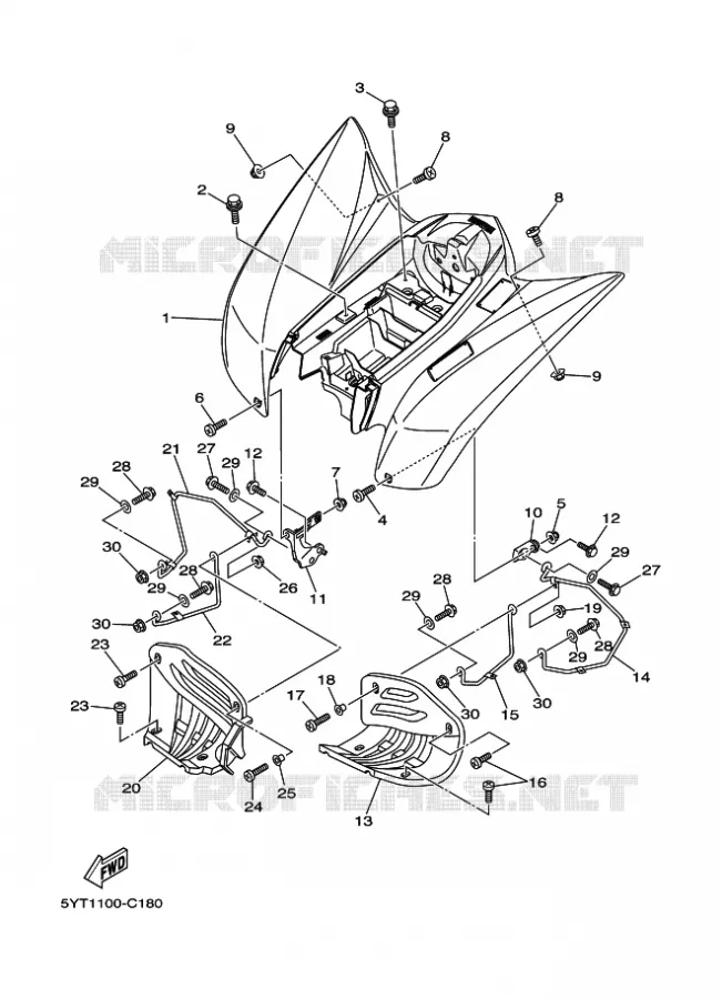 GARDE BOUE ARRIERE Yamaha QUAD 350 2010 RAPTOR  YFM350 YFM35RZ RAPTOR 350