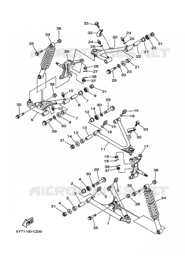 SUSPENSION / ROUE AVANT Yamaha QUAD 350 2010 RAPTOR  YFM350 YFM35RZ RAPTOR 350