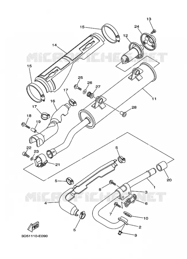 ECHAPPEMENT Yamaha QUAD 350 2007 WOLVERINE 2WD  YFM350AS WOLVERINE 2WD