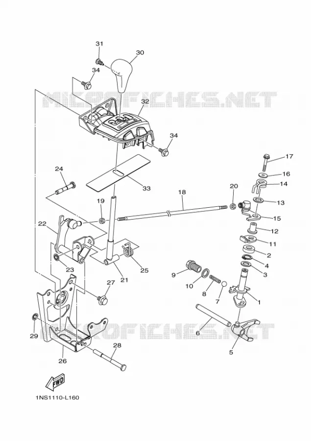 AXE DE SELECTEUR / PEDALE Yamaha QUAD 350 2013 GRIZZLY  YFM350FWA YFM35FGD
