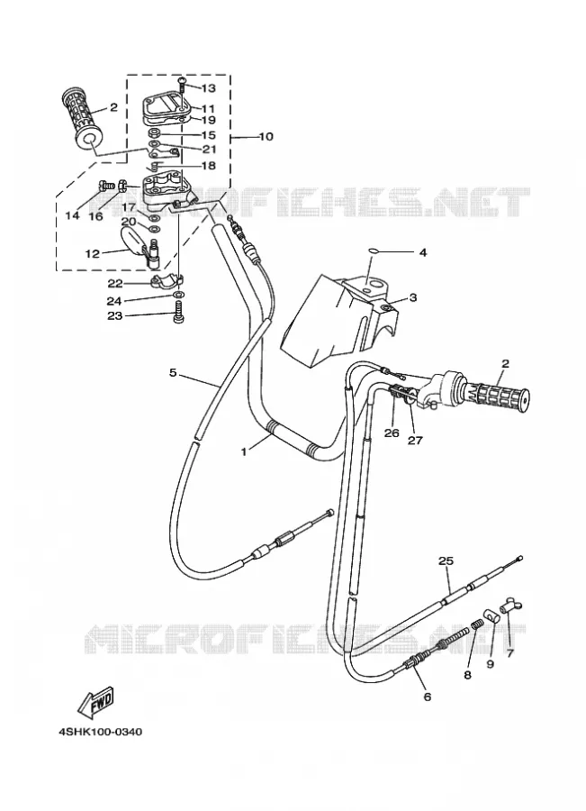 GUIDON ET CABLES Yamaha QUAD 400 2000 YFM  YFM400FW