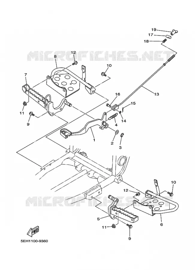SUPPORT / REPOSE PIEDS Yamaha QUAD 400 1999 YFM  YFM400FWB YFM400FWBL