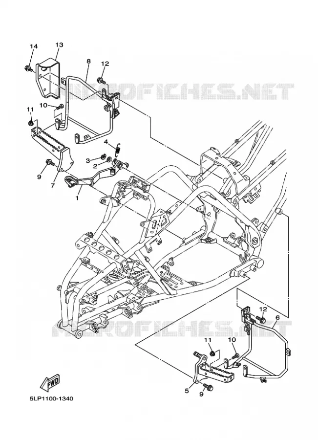 SUPPORT / REPOSE PIEDS Yamaha QUAD 660 2001 RAPTOR  YFM660R YFM660RN