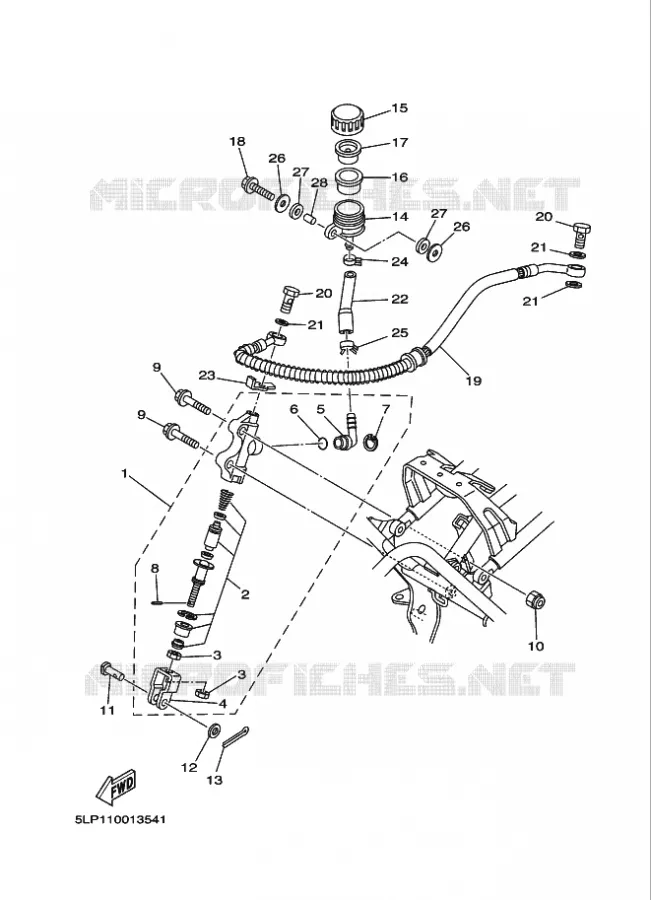 MAITRE CYLINDRE DE FREIN ARRIERE Yamaha QUAD 660 2002 RAPTOR  YFM660R YFM660RP