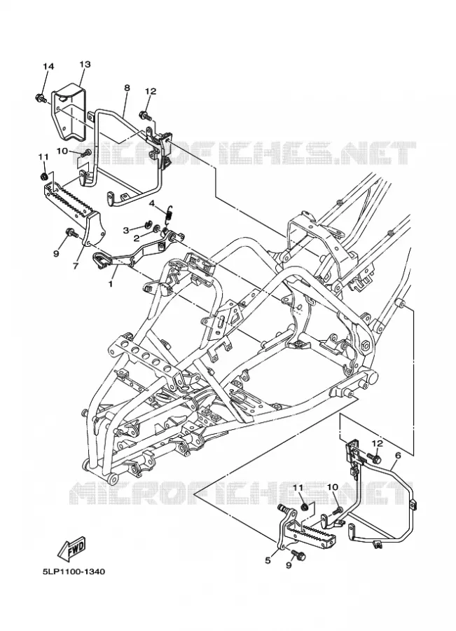 SUPPORT / REPOSE PIEDS Yamaha QUAD 660 2003 RAPTOR  YFM660R YFM660RR