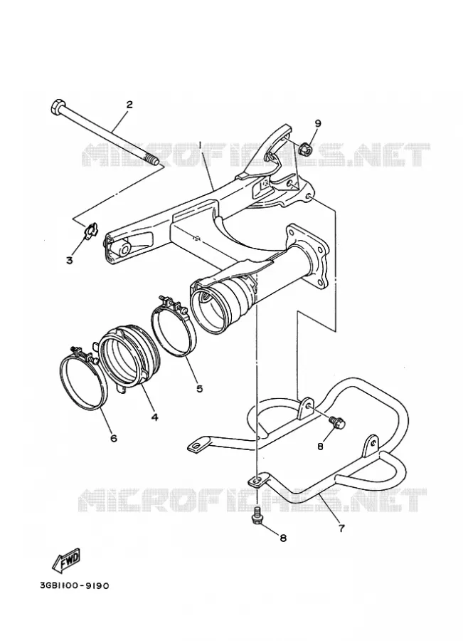 BRAS ARRIERE Yamaha QUAD 80 2004 RAPTOR  YFM80W YFM80WS