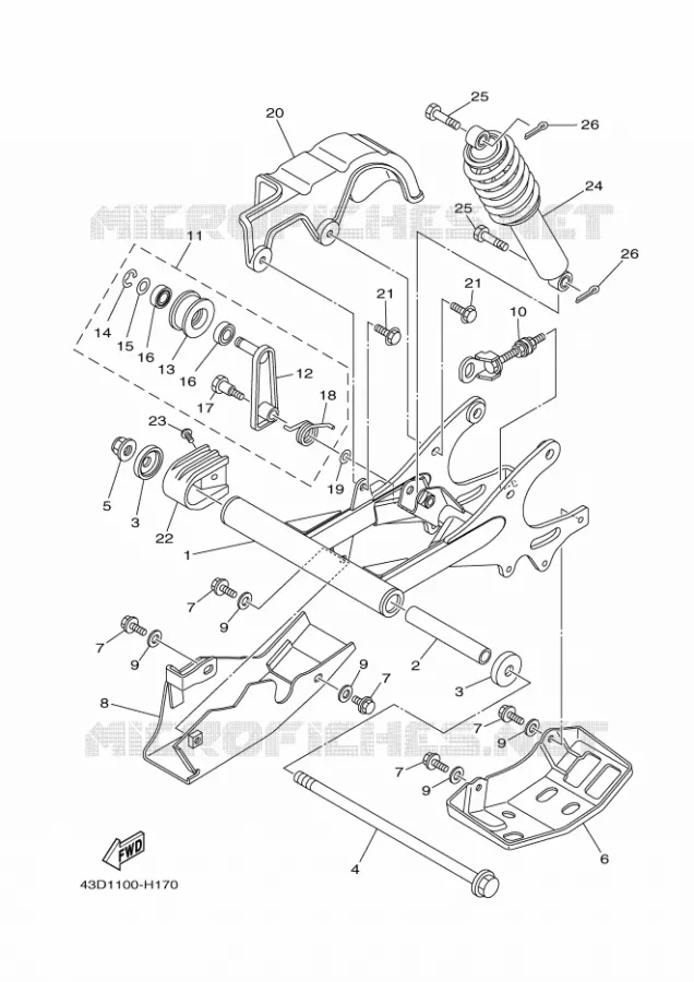 BRAS ARRIERE Yamaha QUAD 90 2011 RAPTOR  YFM90R