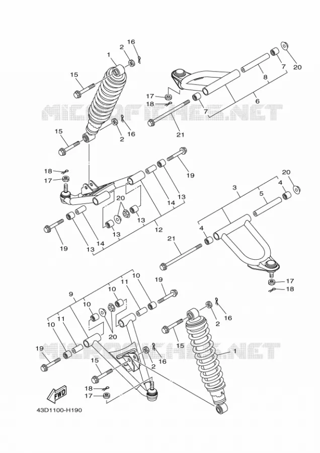 SUSPENSION / ROUE AVANT Yamaha QUAD 90 2012 RAPTOR  YFM90R