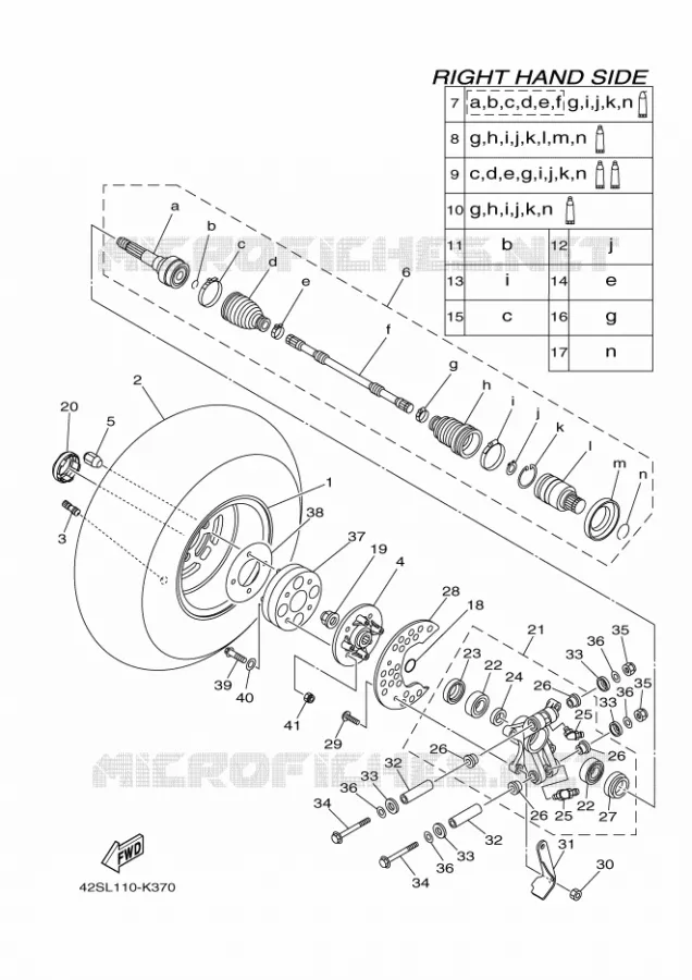 ROUE ARRIERE 2 Yamaha SIDE BY SIDE 700 2012 RHINO  YXR700F YXR7FSPB